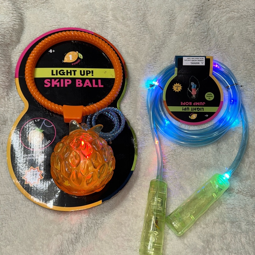 BUNDLE Light Up Flashing Skip Ball  and Jump Rope